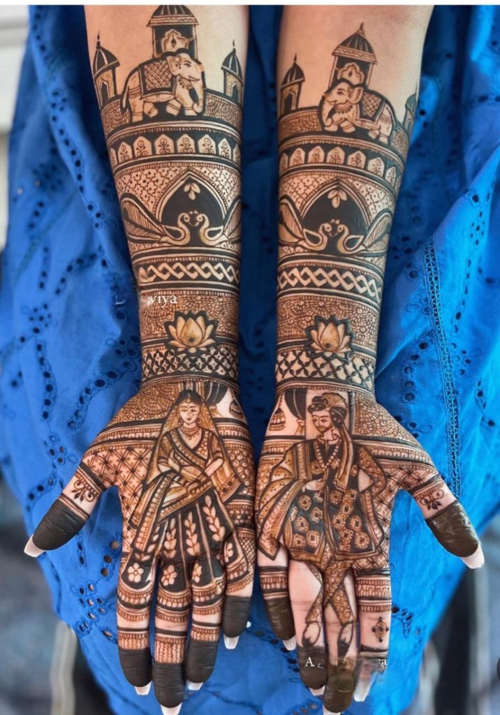 Bride groom portrait mehandi — Takka Bench mehandi