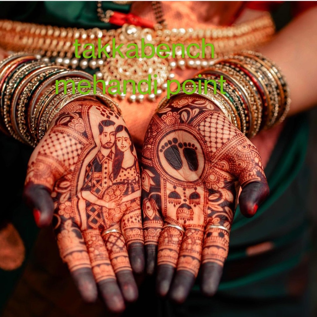 Couple and baby motif mehandi — Takka Bench Mehandi Point