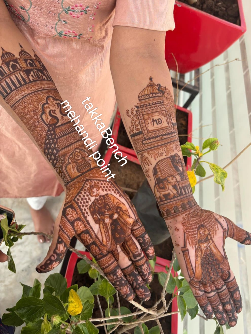 Portrait mehandi palms — Shimla bridal henna